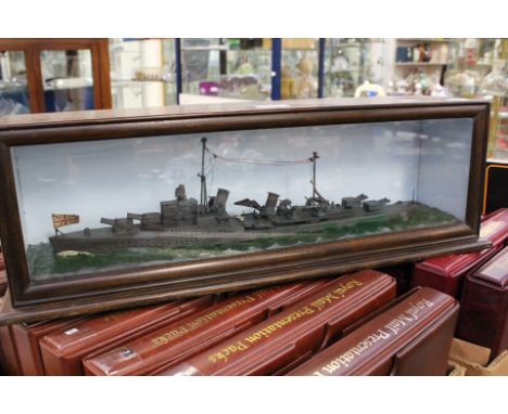 A wooden scale model of HMS Sheffield 1945