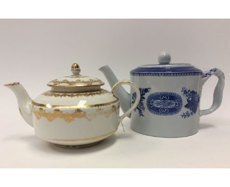 A Denby teapot 19th Century and a Copeland Spode fine stone 1840 teapot Spodes Fitzhugh pattern (2)