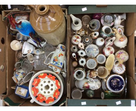 A collection of various English and Continental porcelain small vases, and jugs, together with earthenware chamber pots, bowl