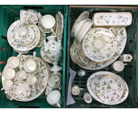 A large collection of Wedgwood Wild Strawberry dinner, coffee and tea service to include; two meat plates bowls, plates, cups
