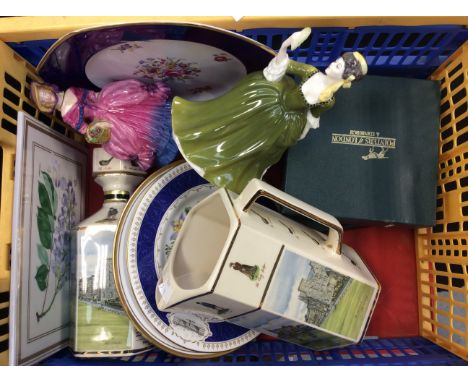 2 ceramic figures, Worcester plaque etc (15 items)