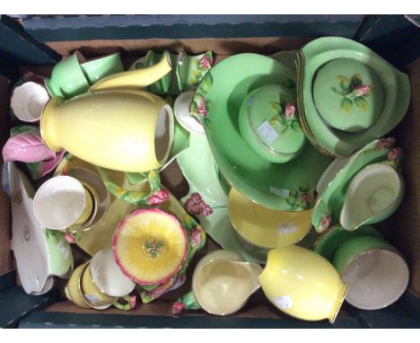 Collection of 1930/40's Royal Winton, yellow and green dinner ware and tea wares part sets, to include cups and saucers, coff
