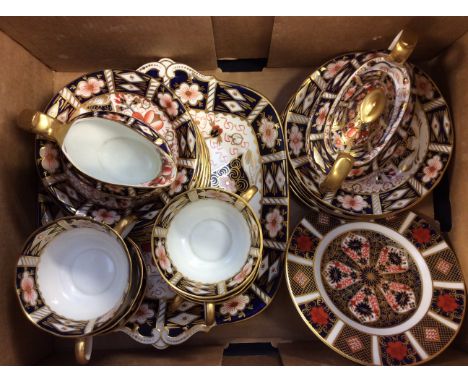 Royal Crown Derby 2451 Imari pattern, tea set including six cups, milk, six saucers, six side plates, sandwich plates, and a 