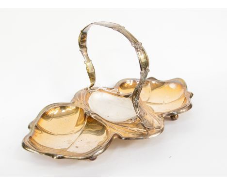 An Edwardian Art Nouveau Walker and Hall silver plated strawberry dish/centre piece, with glass removable dish to centre