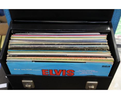 A case of assorted Elvis Presley vinyl records, assorted albums etc