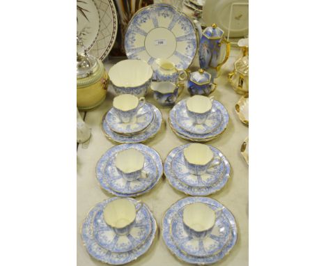 Ceramics - An Aynsley part tea service, gilt edged, printed with blue floral border Regd No 169873; a Japanese part coffee se