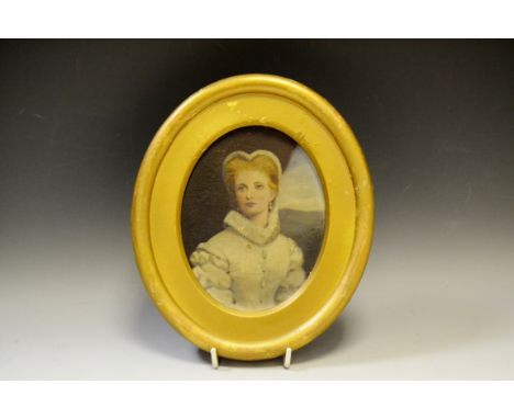 English School (early 20th century), a portrait miniature, of a lady, oil on board
