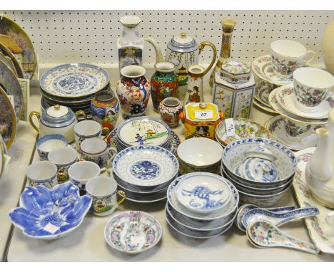 Oriental Ceramics - a Japanese blue and white crab bowl; an eggshell part tea service; tea canister;  etc qty 