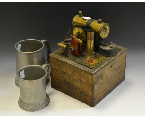 A Bowman stationary steam engine, boxed;  a pewter tankard etc (3)