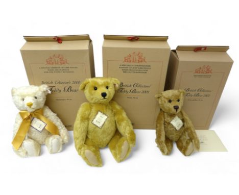 Three Steiff British Collectors Bears, comprising of British Collectors 2000 Teddy Bear to celebrate the millenium, champagne