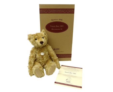 Steiff Teddy Boy 1905 replica released in 1998, light blond mohair, posable five jointed bear standing 50cm tall, limited edi