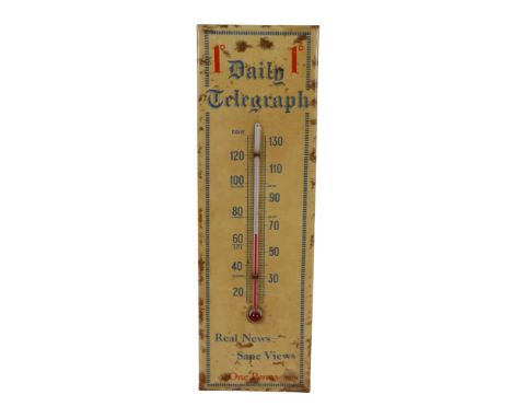 A Daily Telegraph "Real news-sane views" Shop thermometer, 10.5cm by 33.5cm.Some foxing but reasonably good. 