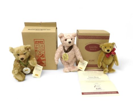 Collection of three Steiff museum teddy bears, comprising of Steiff Galerie Teddy Bear 2004, standing 29cm tall, limited edit