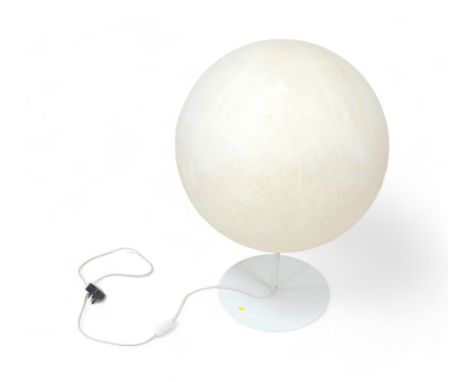 A large spherical 'Moon' lamp, on white metal base, 60 by 60 by 80cm high. 