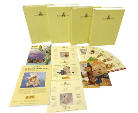 Four Steiff Club Collectors folders containing Steiff Club magazines, No.33 to No.40, No.42 to No.48, No.50 to No.55. One fol