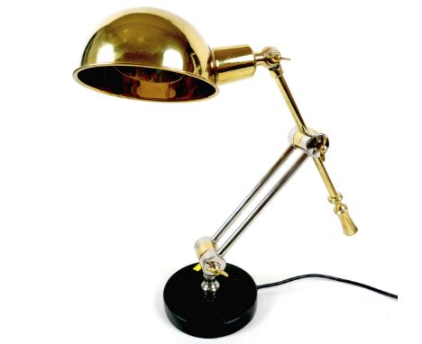 A modern brass angle poise office lamp, approximately 50cm high. 