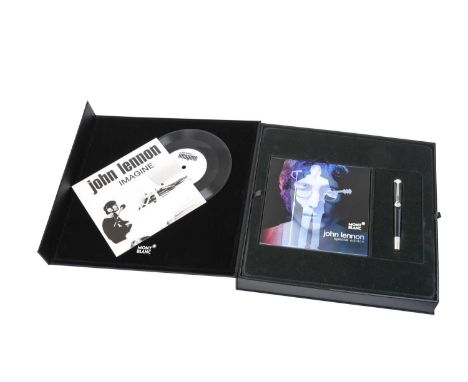 A Montblanc Special Edition John Lennon Fountain-Pen,  Numbered KW2212702 the tapering cylindrical black resin body grooved t