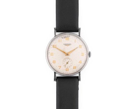 Longines: A Stainless Steel Wristwatch, signed Longines, ref: 5695, circa 1957, (calibre 27M) manual wound lever movement sig