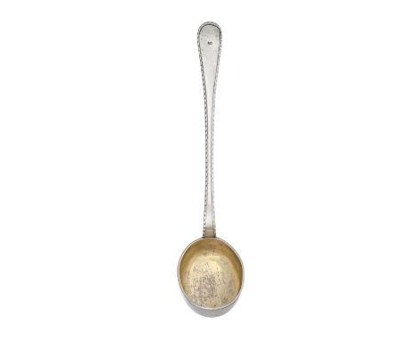 A German Parcel-Gilt Silver Soup-Ladle,  Probably by Johann Ernst Braungart, Breslau, 1776-Circa 1791 the shaped handle with 