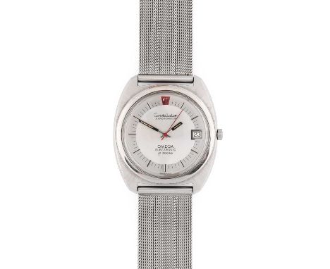 Omega: A Stainless Steel Electronic Calendar Centre Seconds Wristwatch, signed Omega, Chronometer F300Hz, ref: 198.002, 1970,