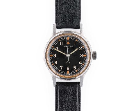 Hamilton: A Stainless Steel Military Wristwatch, signed Hamilton, circa 1975, (calibre 75) manual wound lever movement signed
