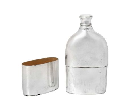 A William IV Provincial Silver Spirit-Flask,  by James Barber, George Cattle and William North, York, 1833 compressed oval, t