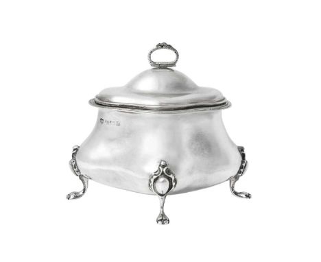 A George V Silver Tea-Caddy,  by S. Blanckensee and Son Ltd., Birmingham, 1925 tapering oblong and on four scroll-capped flut