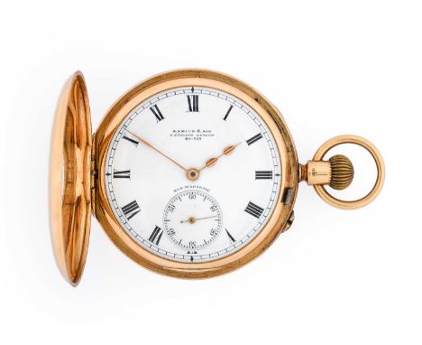 S.Smith &amp; Son: An 18 Carat Gold Half Hunter Pocket Watch, signed S.Smith &amp; Son, 9 Strand London 86-309, Watchmakers t