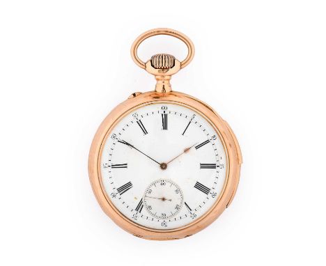 Weidemann: An 18 Carat Gold Open Faced Quarter Repeater Pocket Watch, retailed by C L Weidemann, Geneve, circa 1910, manual w