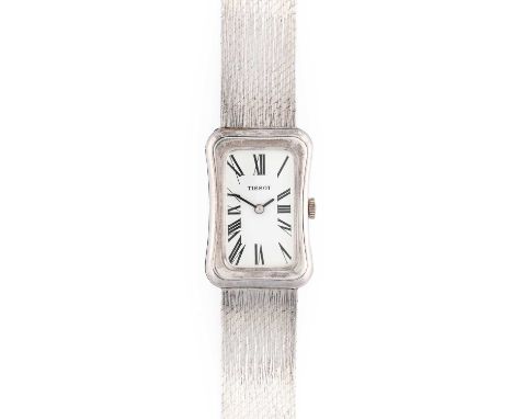 Tissot: An Art Deco Style Silver Rectangular Wristwatch, signed Tissot, ref: 1061, 1975, (calibre 2403) manual wound lever mo