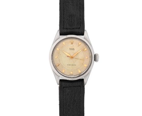 Rolex: A Stainless Steel Centre Seconds Wristwatch, signed Rolex, Oyster, Shock Resisting, ref: 6244/6444, 1952, manual wound