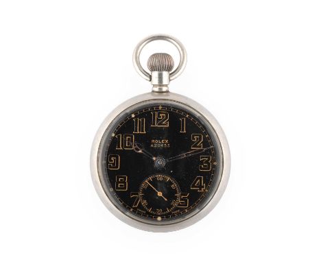 Rolex: A Military Open Faced Pocket Watch, signed Rolex, circa 1940, (calibre 540) manual wound lever movement signed, black 
