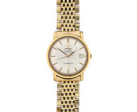Omega: A Gold Plated Automatic Calendar Centre Seconds Wristwatch, signed Omega, Chronometer Officially Certified, model: Con