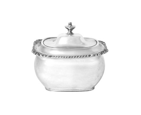 A George V Silver Tea-Caddy,  by Robert Pringle and Sons, London, 1912 in the George III style, oblong and with shell and fol