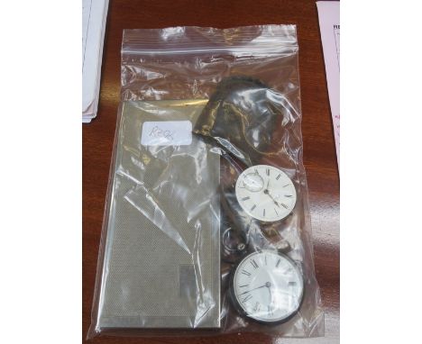 HALLMARKED SILVER POCKET WATCH, POCKET WATCH FACE AND SILVER PLATED CIGARETTE CASE