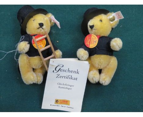 TWO STEIFF LUCKY CHIMNEY SWEEP BEARS 