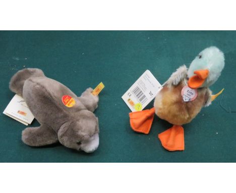 STEIFF MANATEE AND STANDING DUCK