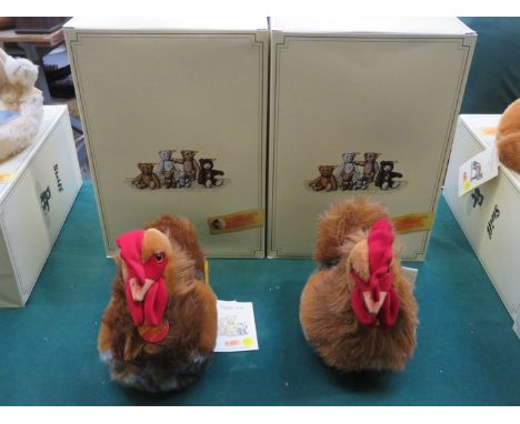 TWO BOXED STEIFF SPOTTED HENS 