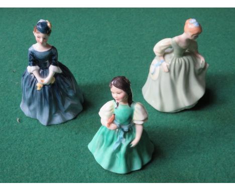 THREE SMALL ROYAL DOULTON GLAZED CERAMIC FIGURES 