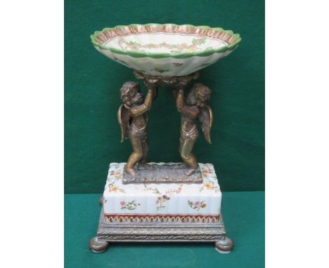 GILT METAL AND CERAMIC FORM TAZZA 