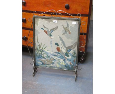 EMBROIDERED METAL FRAMED FIRE SCREEN 