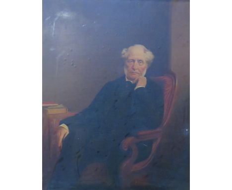 GILT FRAMED OIL ON CANVAS PORTRAIT DEPICTING JOHN FERNLEY, WHO BUILT THE WESLEYAN CHURCH IN SOUTHPORT, APPROXIMATELY 55cm x 4