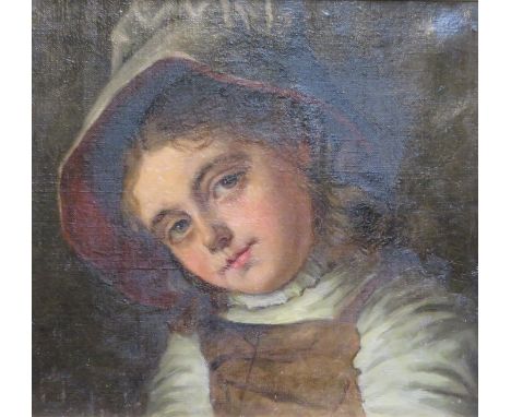 GILT FRAMED OIL ON BOARD PORTRAIT OF A YOUNG GIRL, APPROXIMATELY 34cm x 37cm 