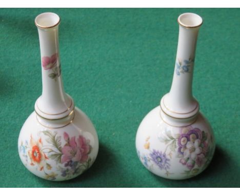 PAIR OF ROYAL WORCESTER HANDPAINTED AND GILDED FLORAL DECORATED CERAMIC VASES, No1528, APPROXIMATELY 18cm HIGH 