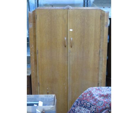 LIGHT OAK TWO DOOR WARDROBE 