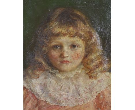   English School c.1890, oil on canvas, Portrait of a child, indistinctly signed, 25 x 21cm
