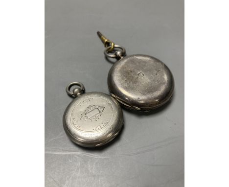   A Swiss silver keywind hunter pocket watch in J.W.Benson signed 935 standard case and  a keywind fob watch.