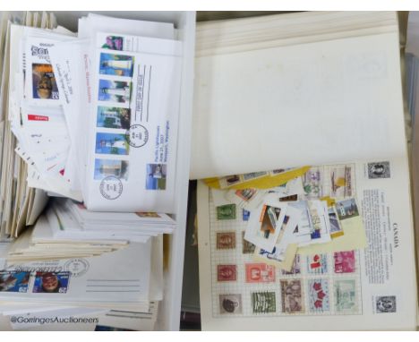   World stamps to include: three albums of unused UK and Commonwealth stamps and cover, two stockbooks of mostly unused stamp