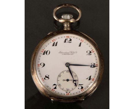 Offene IWC-Herrentaschenuhr, „Lépine“ Werknr. 714567. 800er Silber (alle Deckel), mit Ankerwerk, Kompensationsunruh, Feinregu