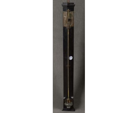Barometer. Basel, G. Linder 19. Jh. Massivholz, mit Messingbeschlägen, H=94 cm, B=11,5 cm. (Funktion ungeprüft) **